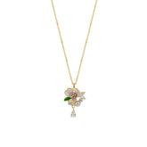 Pansy Violet Floral Necklace in Sterling Silver