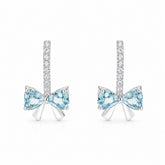Sterling Silver Aqua Blue Bow Earrings
