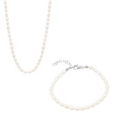 Natural Freshwater Real Seed Pearl Necklace and Bracelet Set