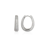 Elliptical Oval Chunky Hoop Sterling Silver Earrings