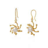 Pearl Sun Molten Dripping Sunburst Sterling Silver Drop Earrings