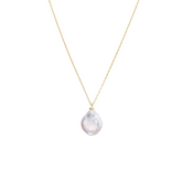Baroque Flat Pearl Pendant Necklace Sterling Silver