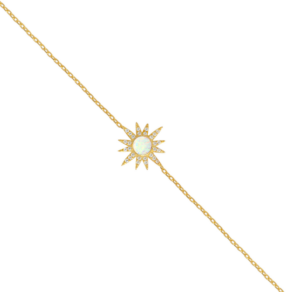 White Opal Sun Sterling Silver Bracelet