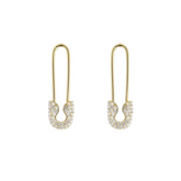 Pave Safety Pin Earrings Jewelled Sterling Silver