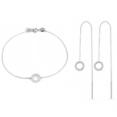 Circle Bracelet and Circle Drop Earring Set in Sterling Silver