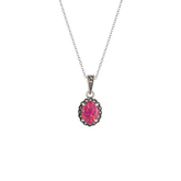 Oval Red Opal High Quality Sterling Silver Pendant Necklace