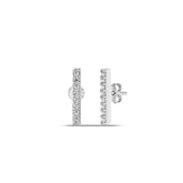 Bar Stud Zirconia Earrings Sterling Silver