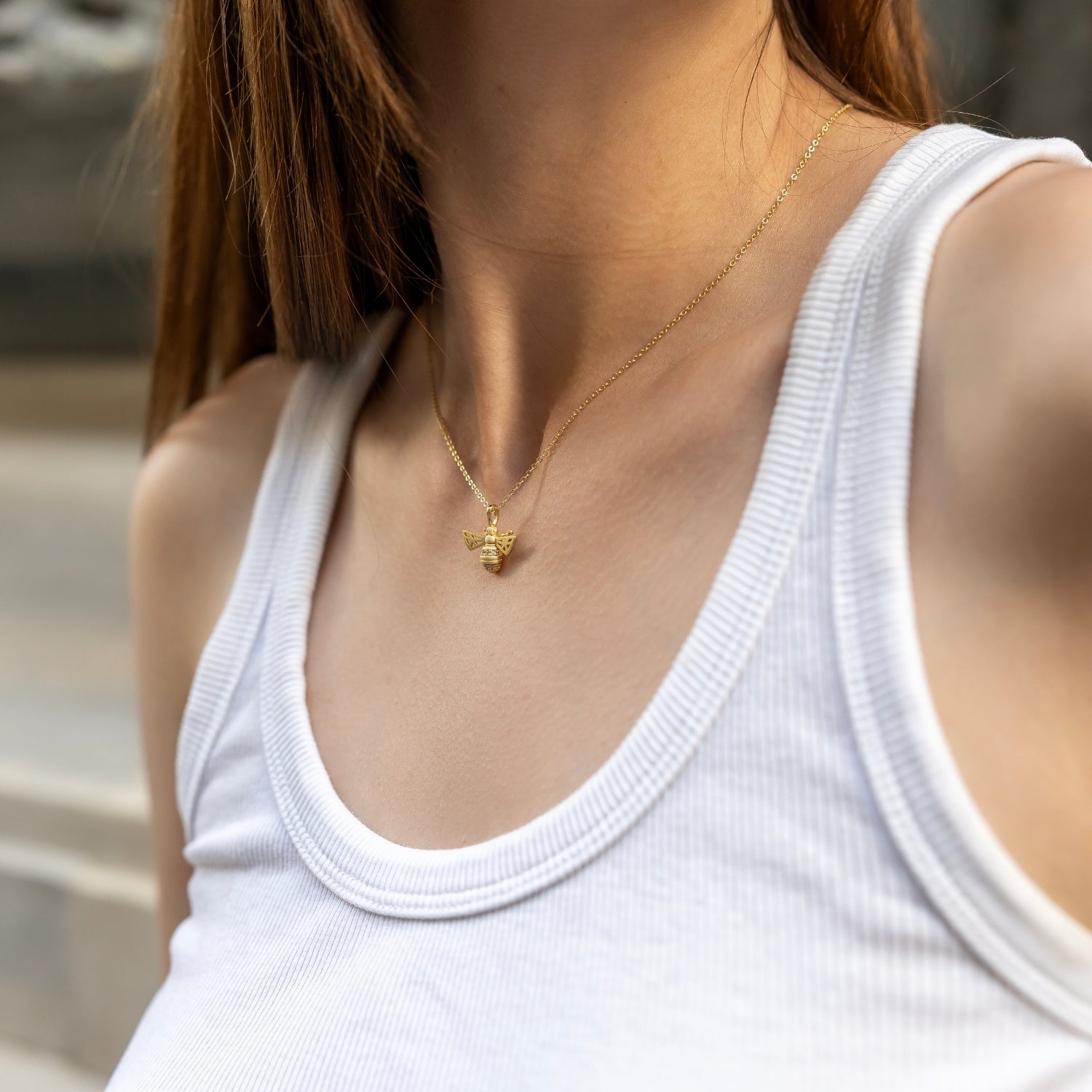 Matte Bumble Bee Sterling Silver Necklace