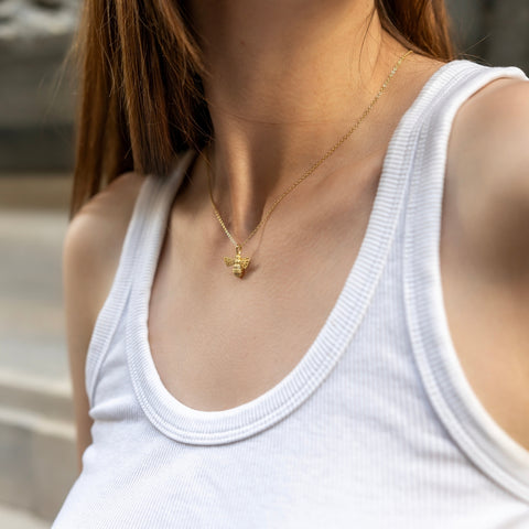 Matte Bumble Bee Sterling Silver Necklace