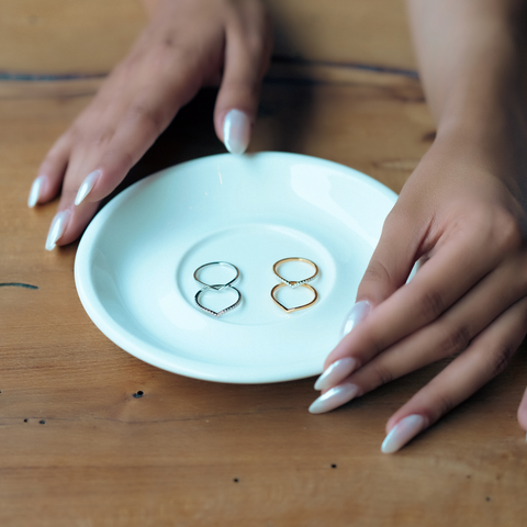 Sterling Silver Wishbone Stacker V Ring Set