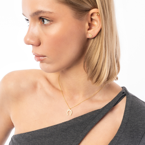 Sterling Silver Horseshoe Equestrian Necklace