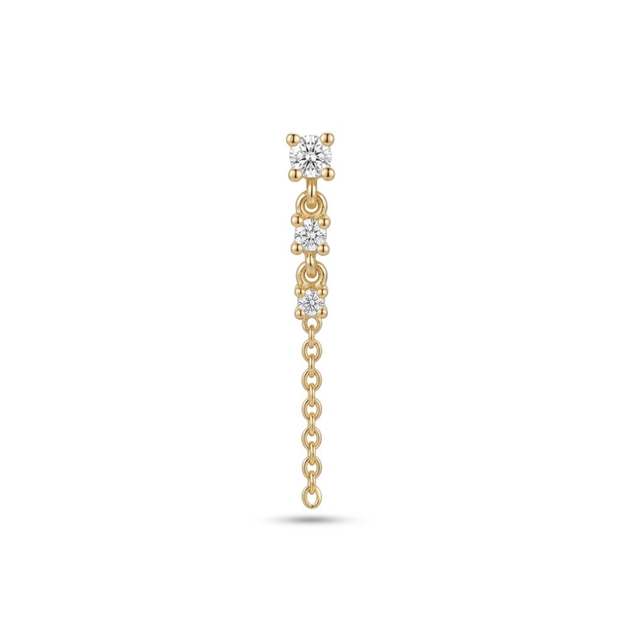 Fine Diamond Linked Tennis Earring in 14ct Solid Gold - Single