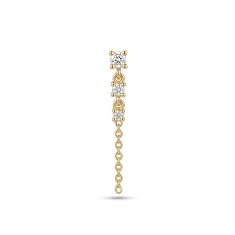 Fine Diamond Linked Tennis Earring in 14ct Solid Gold - Single