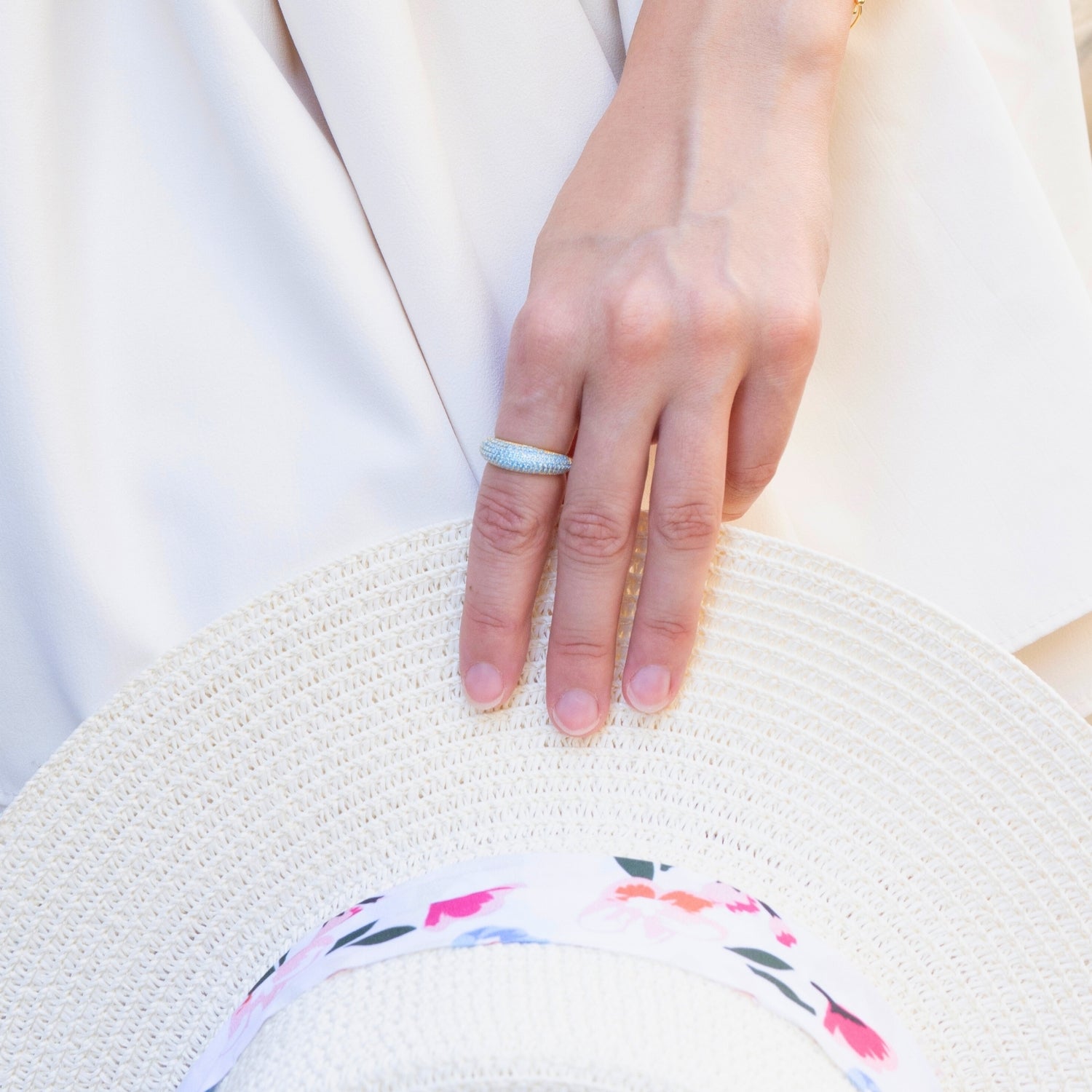 Turquoise Pave Sterling Silver Dome Ring