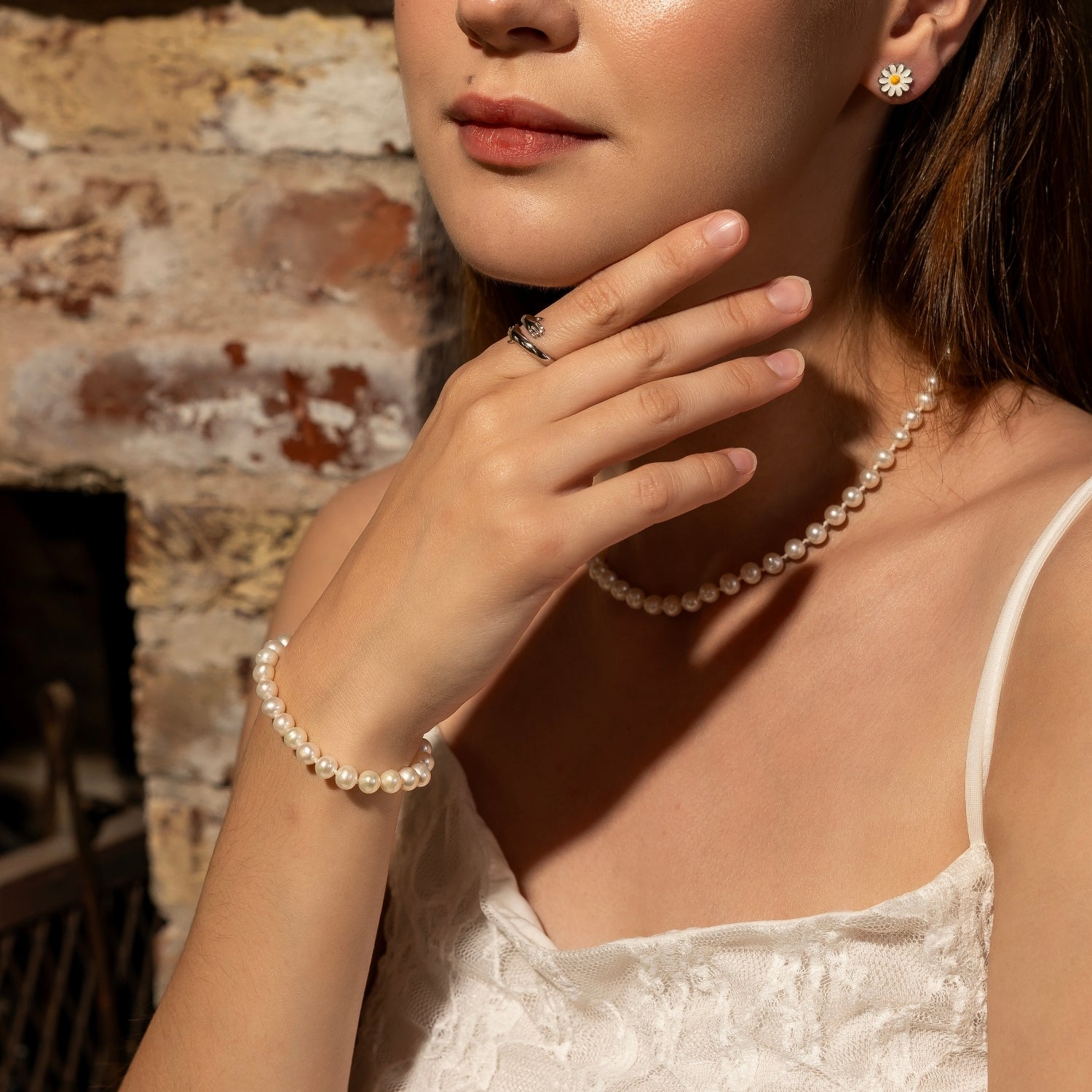 Large Natural Freshwater Real Pearl Strand Necklace and Bracelet Set