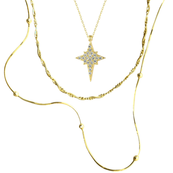 Necklace Layering Set Beaded Twisted Northern Star