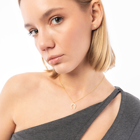 Sterling Silver Horseshoe Equestrian Necklace