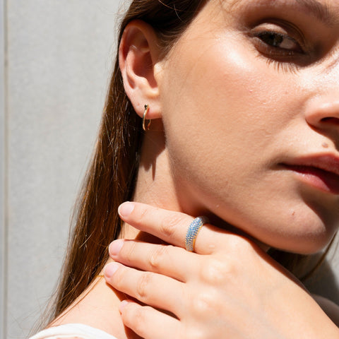 Turquoise Pave Sterling Silver Dome Ring