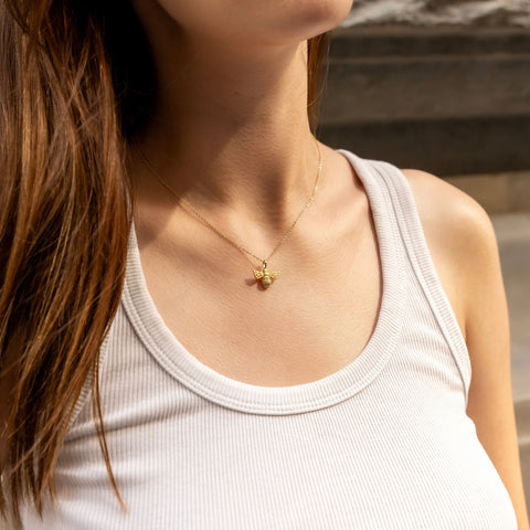 Matte Bumble Bee Sterling Silver Necklace