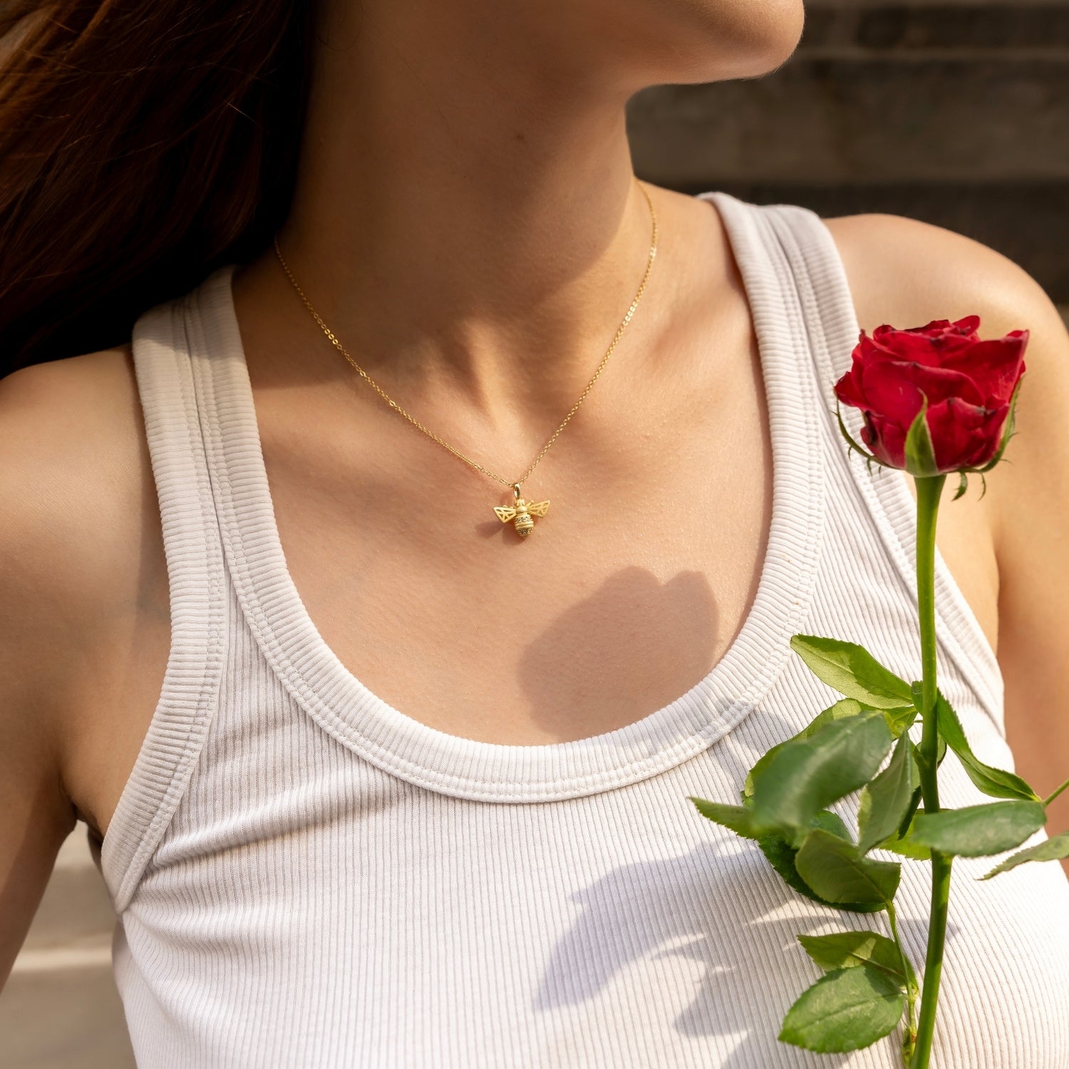Matte Bumble Bee Sterling Silver Necklace