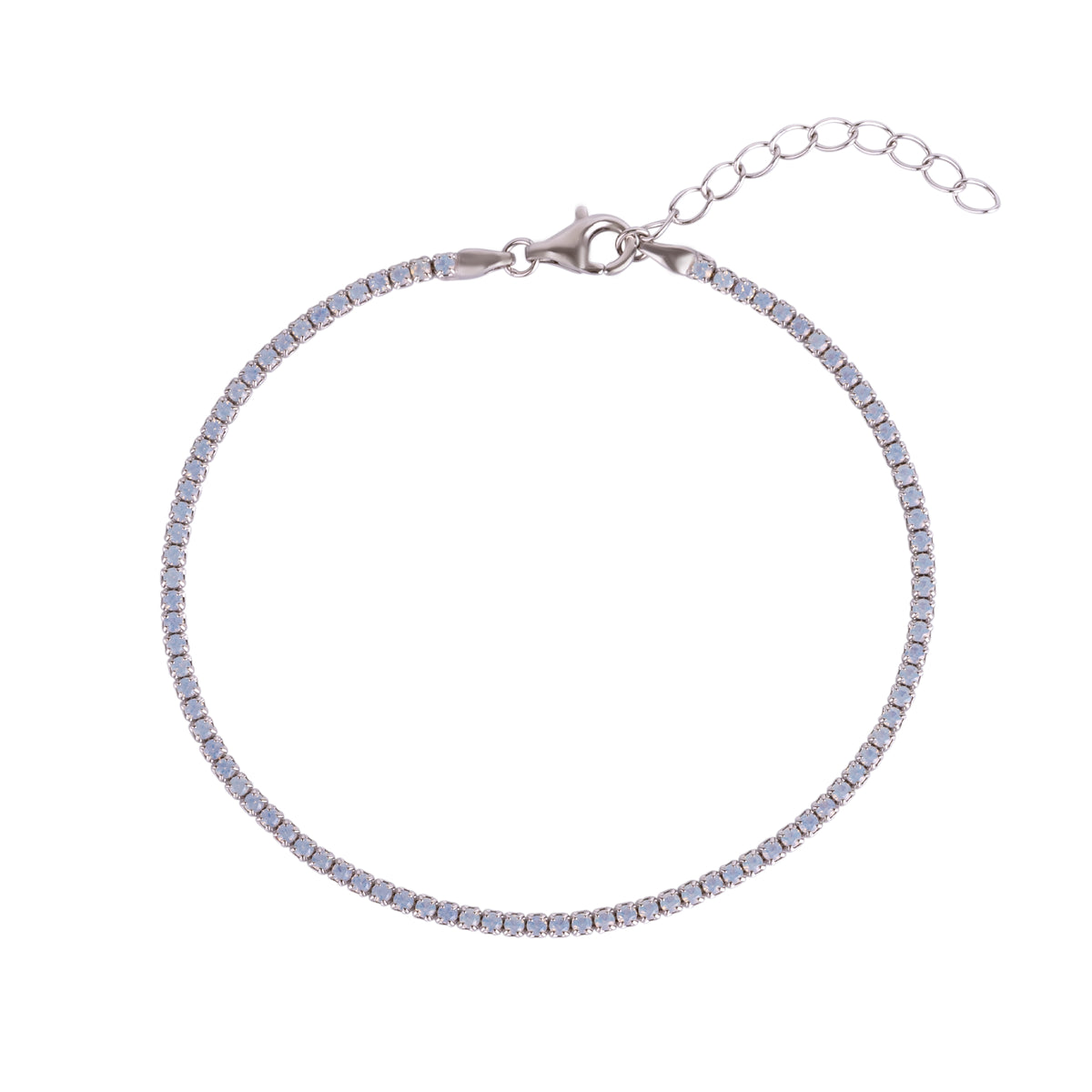 White Fine Opal Tennis Bracelet In Sterling Silver & Adjustable