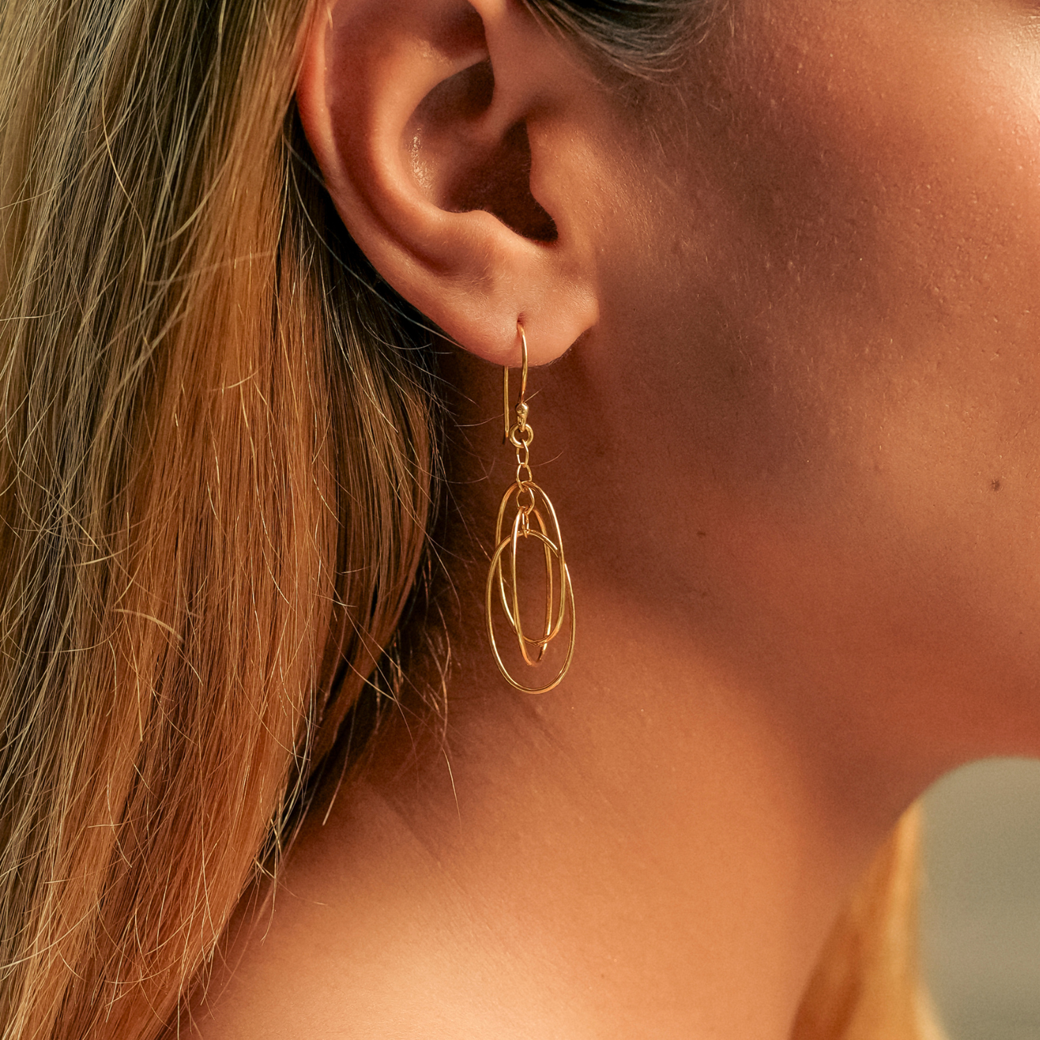 Nested Loop 3D Drop Earrings in Sterling Silver