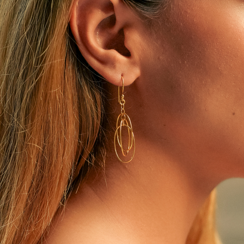 Nested Loop 3D Drop Earrings in Sterling Silver