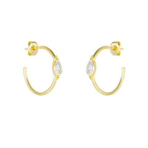 Drop Solitaire Earrings Sterling Silver - White