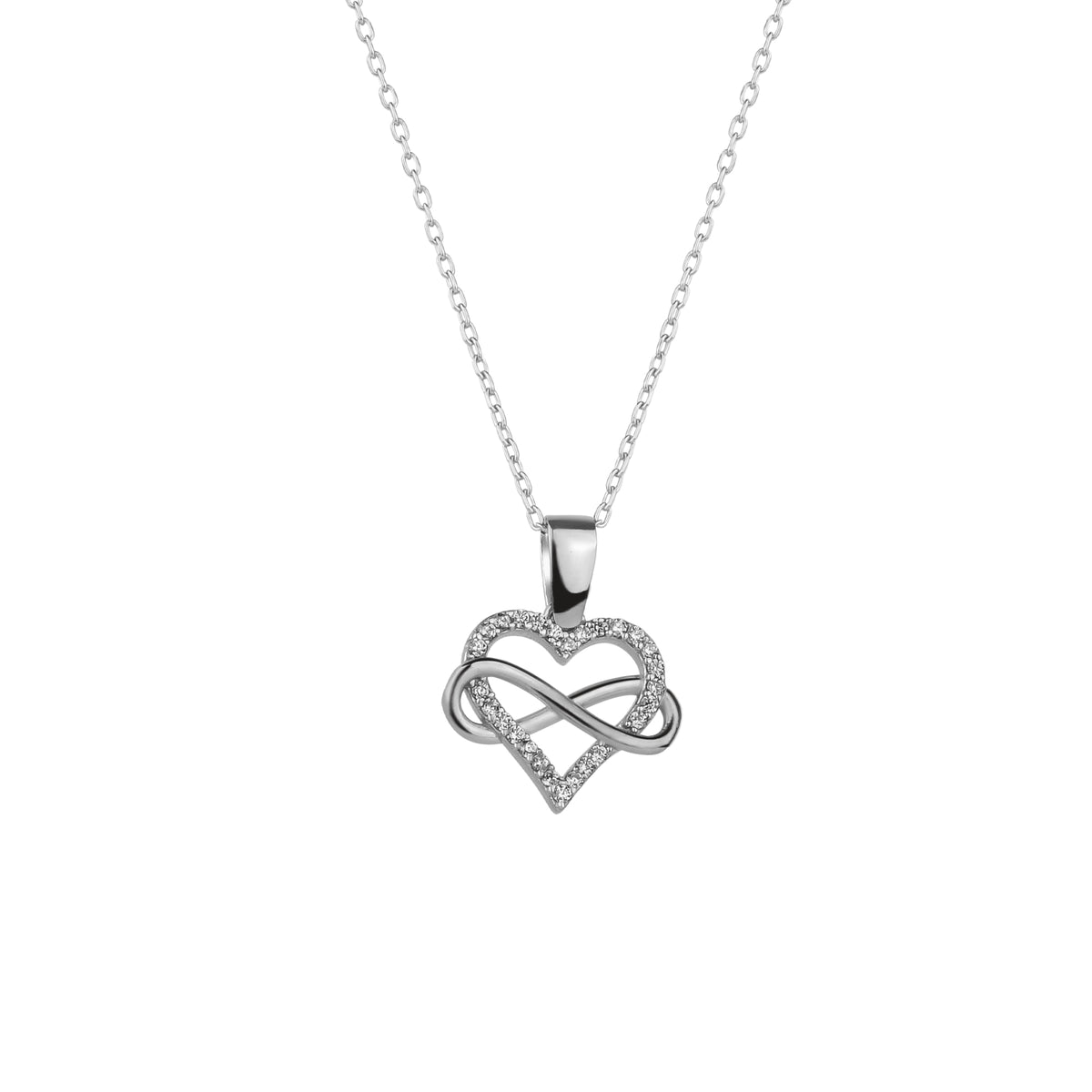 Infinity Heart Love Sterling Silver Pendant Necklace