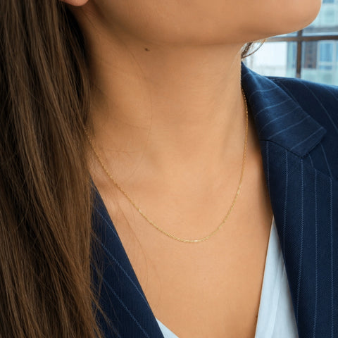 Rectangular Link Chain Sterling Silver Necklace