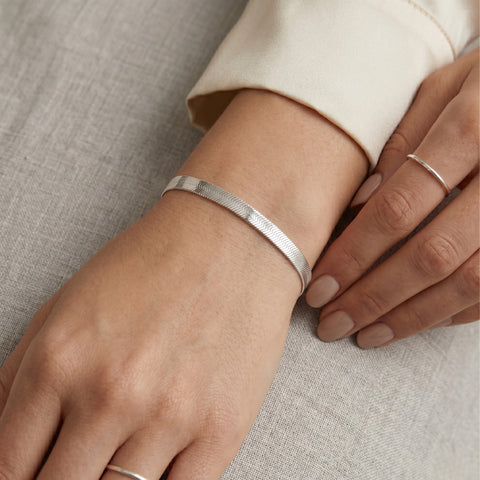 Italian Herringbone Sterling Chain Bracelet