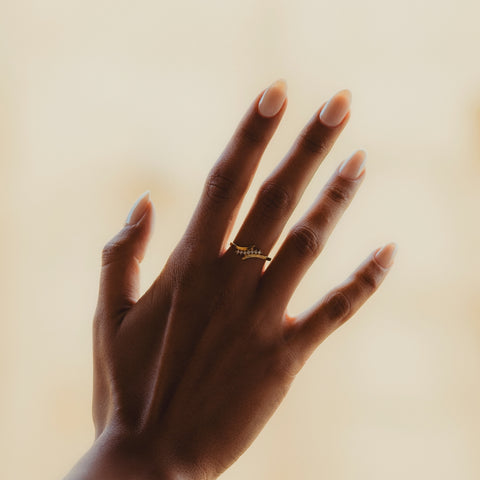 14ct Solid Gold Fine Curving Intercepting Ring