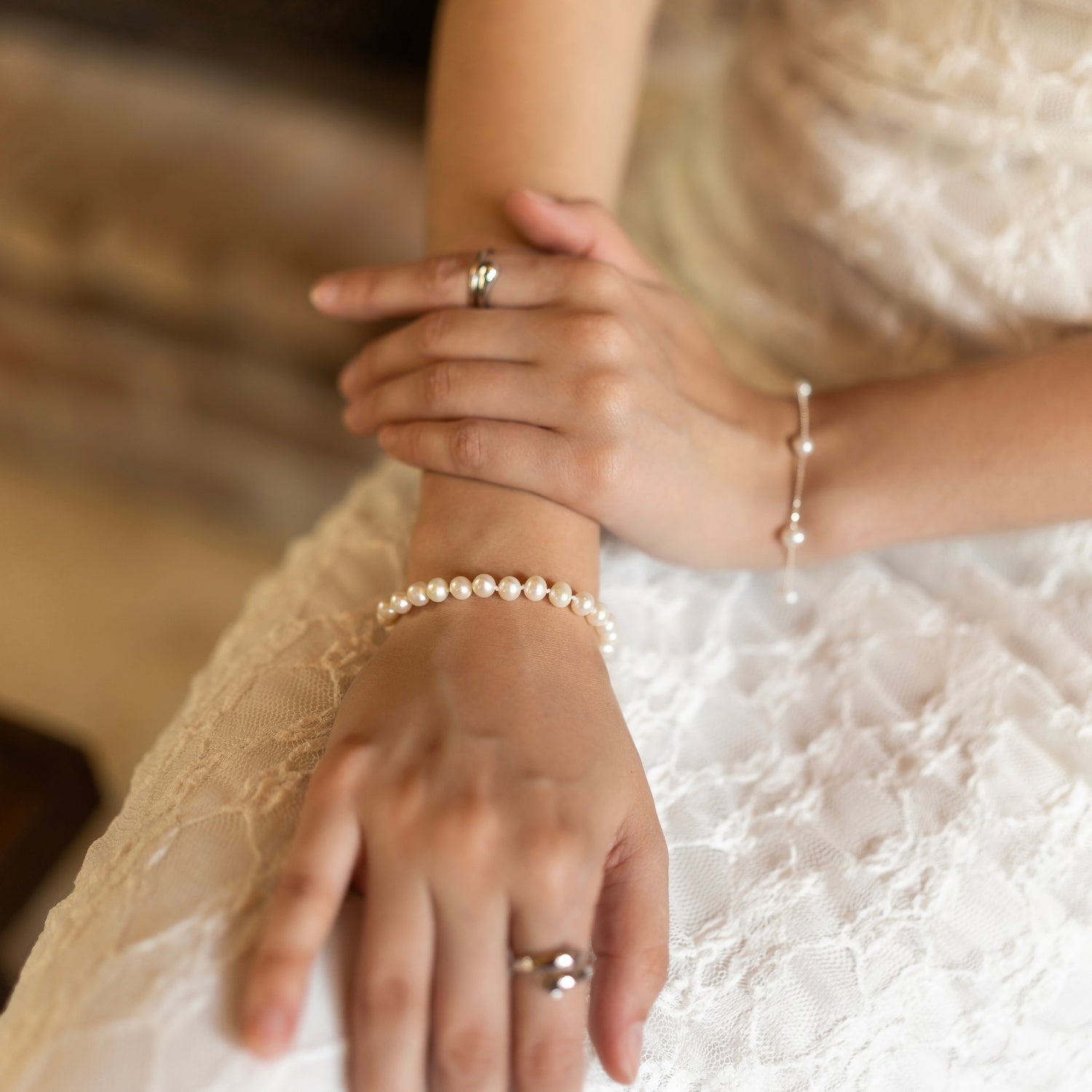 Large Natural Freshwater Pearl Strand Bracelet