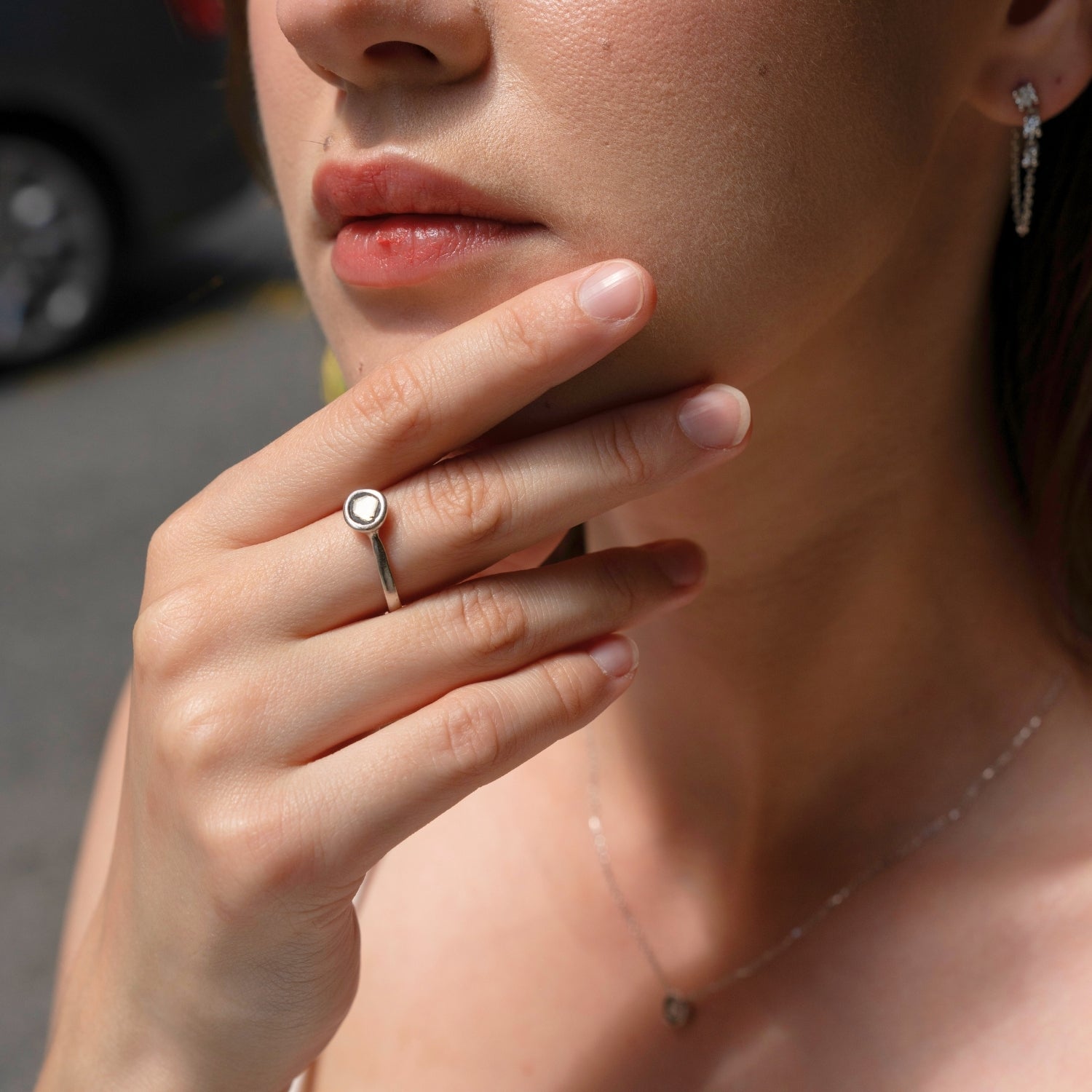 Sterling Silver Polki Raw Uncut Diamond Ring
