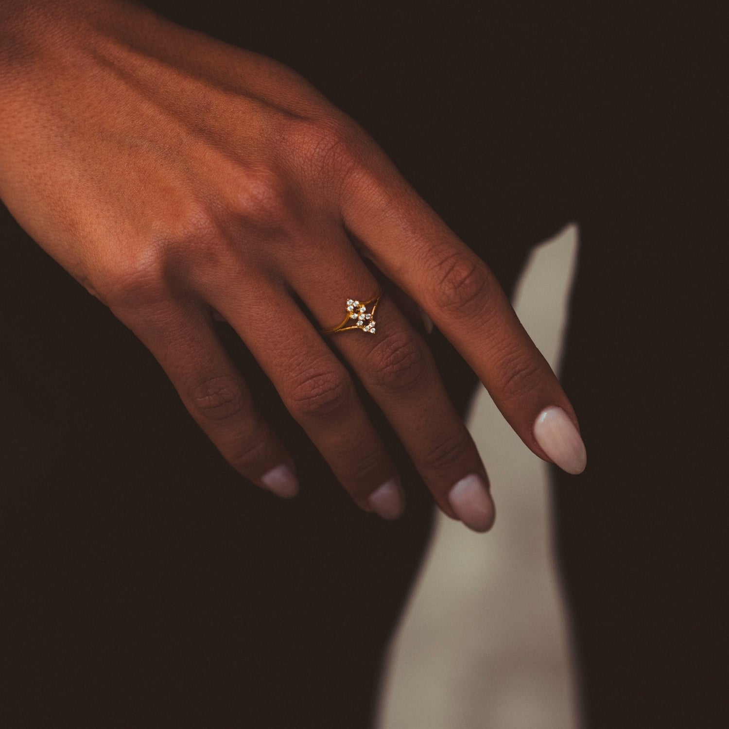 14ct Solid Gold Double Row Cluster Ring