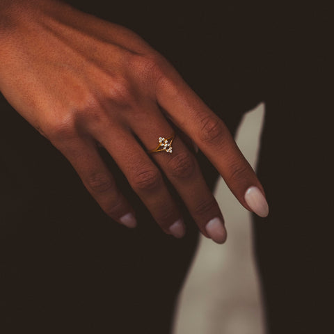 14ct Solid Gold Double Row Cluster Ring