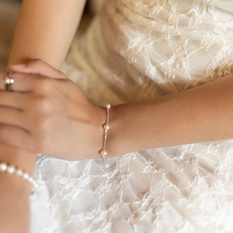 Satellite Natural Baroque Pearl Sterling Silver Bracelet