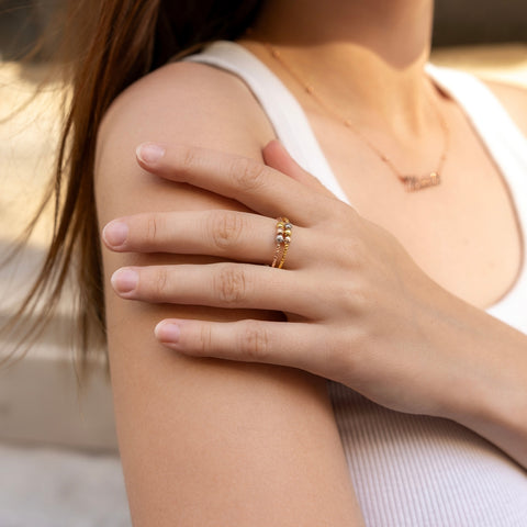 Sterling Silver Dorissa Double Layer Mix Color Ring