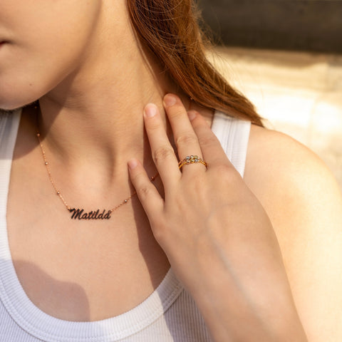 Fine Sterling Silver Satellite Beaded Signature Name Necklace