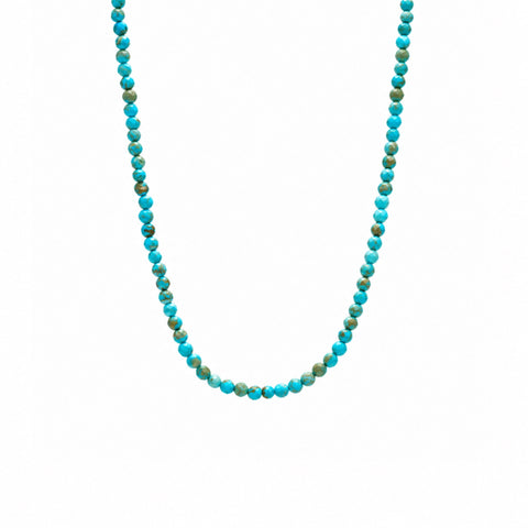 Natural Turquoise Beaded Sterling Silver Necklace