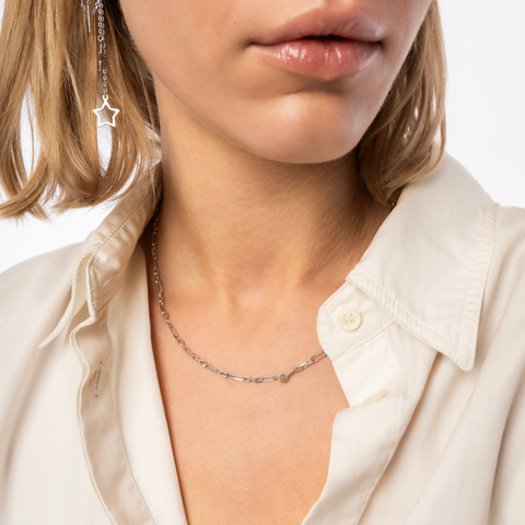 Paperclip Link Chain Sterling Silver Necklace Layering Set
