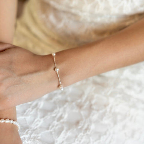 Satellite Natural Baroque Pearl Sterling Silver Bracelet