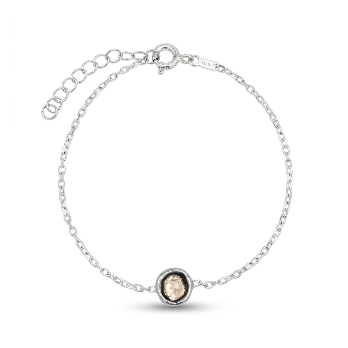 Sterling Silver Raw Uncut Polki Diamond Bracelet