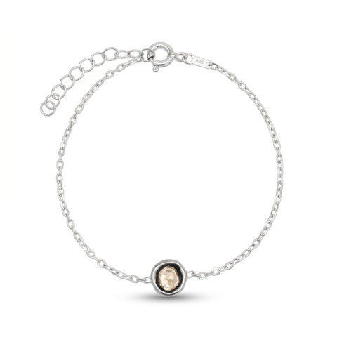 Sterling Silver Raw Uncut Polki Diamond Bracelet
