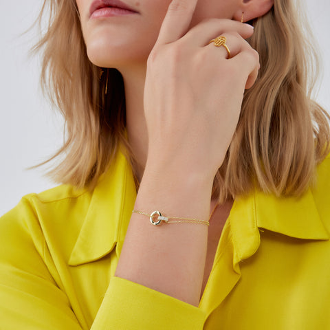 Jewelled Interlink Bracelet Sterling Silver in Gold