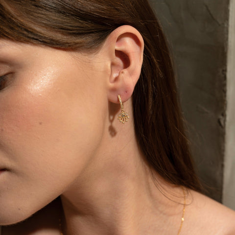 Fine 14ct Solid Gold Evil Eye Drop Single Earring