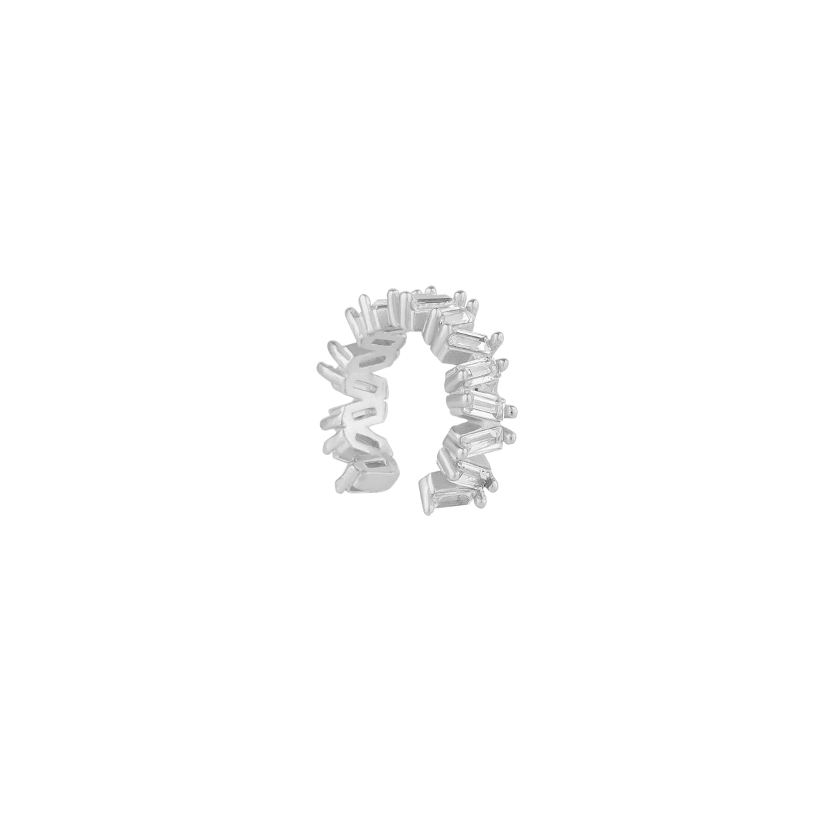 Irregular Baguette Ear Cuff No Piercing Sterling Silver - Single