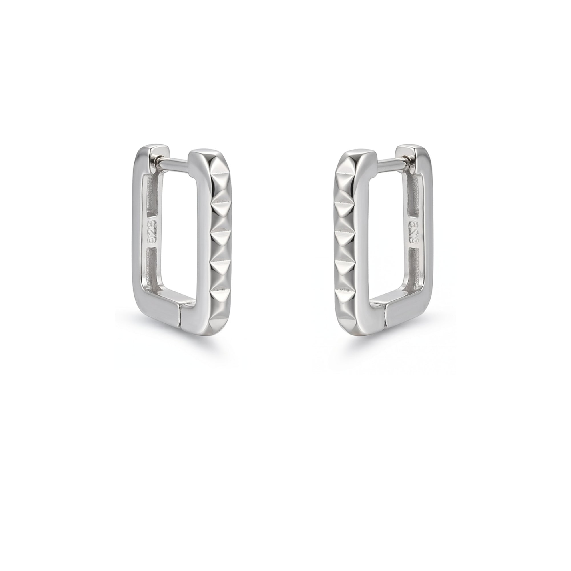 Sterling Silver Rectangular Hoop Earrings
