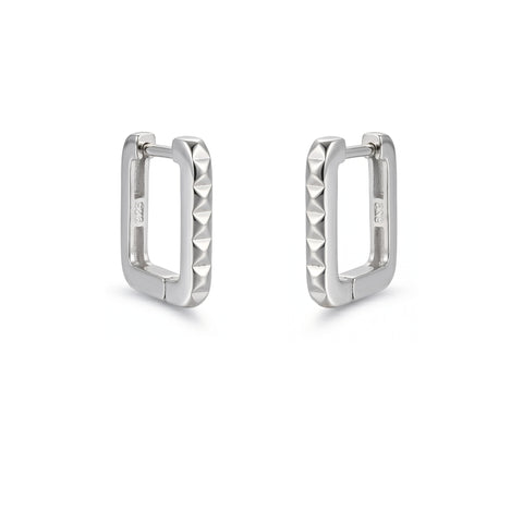 Sterling Silver Rectangular Hoop Earrings