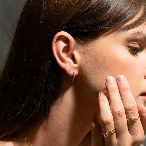 Fine 14ct Solid Gold Beaded Hoop Earrings